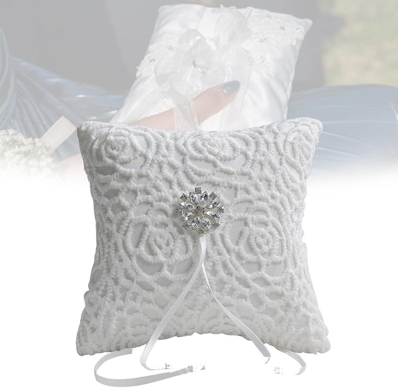 White Wedding Ring Pillow Elegant Soft Photo Props For Memorable Ceremony Decoration - Image 2